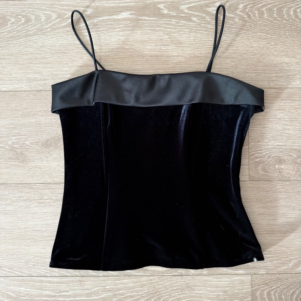 VTG Alex Evenings Velvet Tank Top Satin Trim‎ y2k Vampire Grunge Whimsigoth